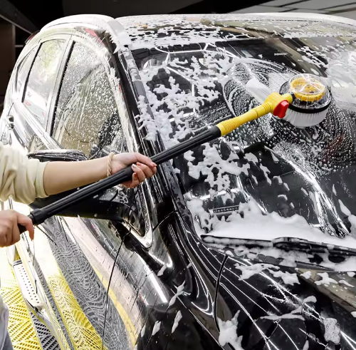 Car Detailing Soft Hair 360 Degree Water Flow Through Automatic Rotating Car Wash Brush for Car Cleaning