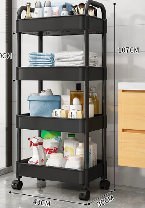 Multi-Layer Rolling Storage Cart for Kitchen Bathroom Living Room and Bedroom Use with Snack and Baby Essentials Organizer