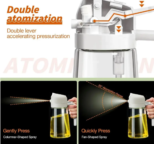 Portable 470ml Olive Oil Glass Spray Bottle 2 in 1 Oil Sprayer Dispenser Bottle for Kitchen Cooking