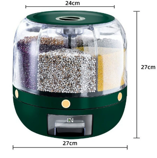 360 Grain Dispenser, Rotating Grain Storage Food Dispenser With Button Moisture Resistant Household Kitchen Storage Container