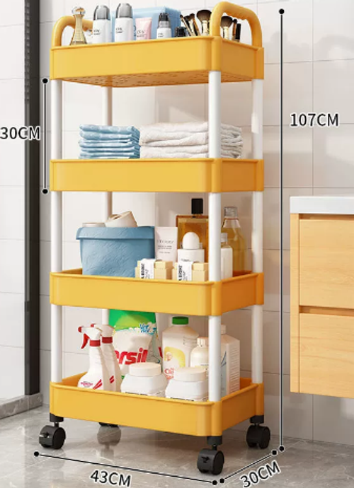 Multi-Layer Rolling Storage Cart for Kitchen Bathroom Living Room and Bedroom Use with Snack and Baby Essentials Organizer