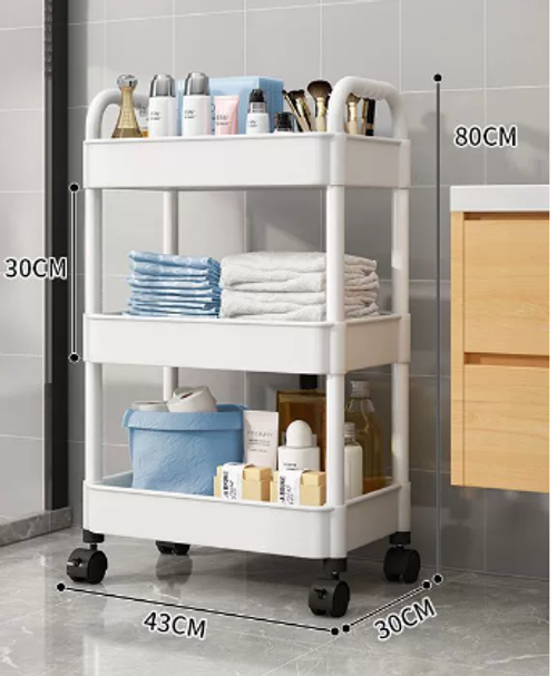 Multi-Layer Rolling Storage Cart for Kitchen Bathroom Living Room and Bedroom Use with Snack and Baby Essentials Organizer