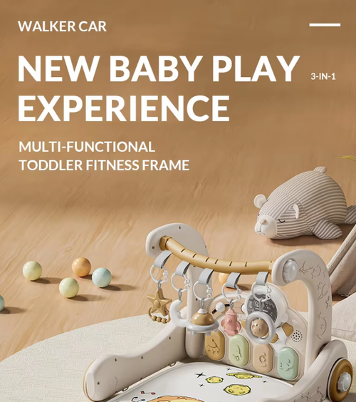 Custom OEM Learn to Walk Baby Toddler Toy 2 in 1 Musical Baby Gym Play Mats Piano Activity Baby Walkers for Infant 0-24 Months