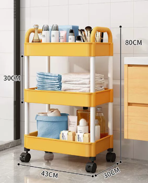Multi-Layer Rolling Storage Cart for Kitchen Bathroom Living Room and Bedroom Use with Snack and Baby Essentials Organizer