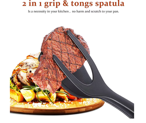 Hot Sale 2 in 1 Kitchen Clamp Multifunctional Spatula Grinding Cooking Spoon Cookware Egg Pancake Spatula Clamping Omelette