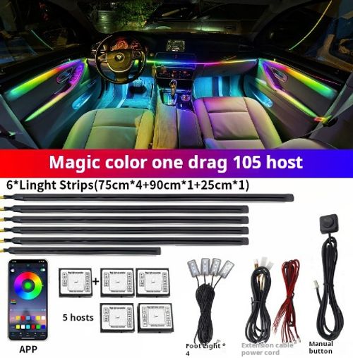 22 in 1 Dream Color RGB Dynamic Car Interior Light Wireless APP Control Ambient Atmosphere LED Light Kit for Car