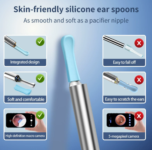 China Manufacturer With LED Light 1080P 5MP HD Wifi Visual Digital Otoscope 360 Wide Angle Ear Wax Remover Camera Earpick Camera
