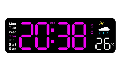 Hot Selling Multi-functional LED Digital Clock 2 Set Alarm Date Temperature Week Display USB-Powered Wall Clocks