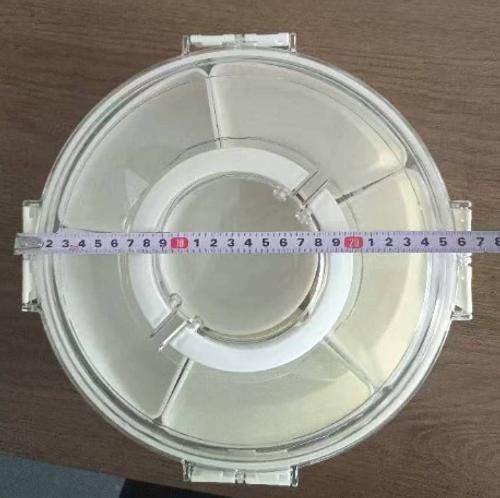 Nine Grid Circular PET Storage Box for Dried Fruit Snacks Kitchen Plastic Seasoning Container Handle Sealed Storage for Food