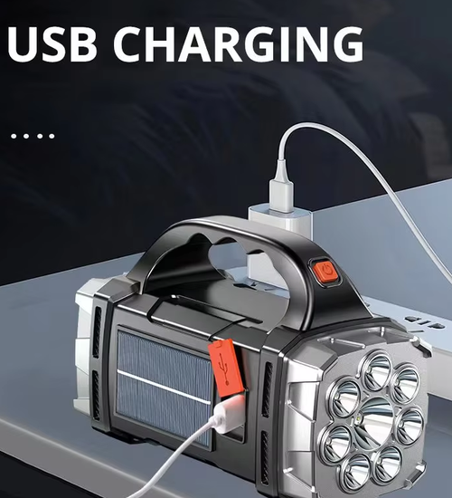 Powerful LED Flashlight USB Solar Rechargeable Flashlight COB Outdoor Camping Torch Portable Solar Phone Charge Camping Lamp