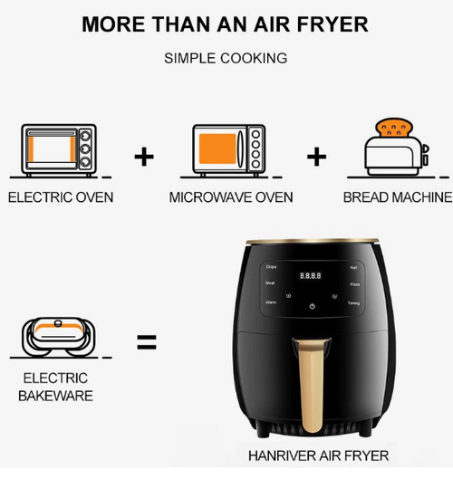 Stainless Steel Air Fryers Oven Digital Electric 6l Deep Fryers Large Capacity Air Fryer