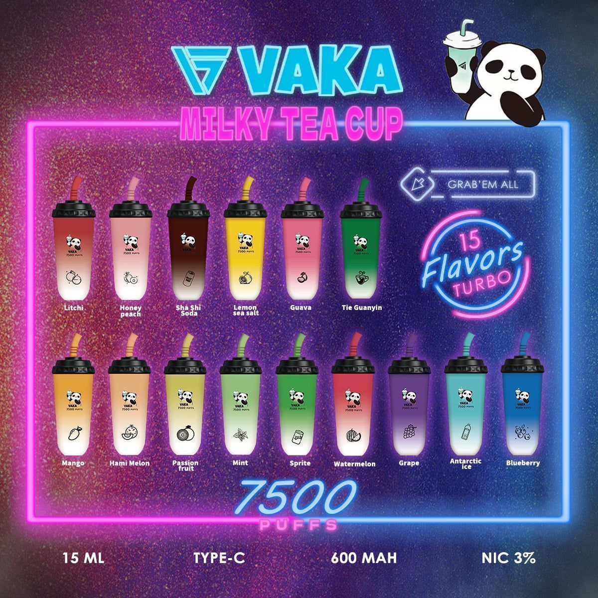 VAKA拋棄式電子煙 穩定輸出搭配7500口，口感節奏更容易掌握