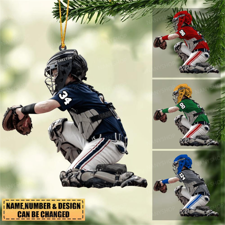 Personalisierte Baseballspieler für Anfänger – doppelseitiges Ornament