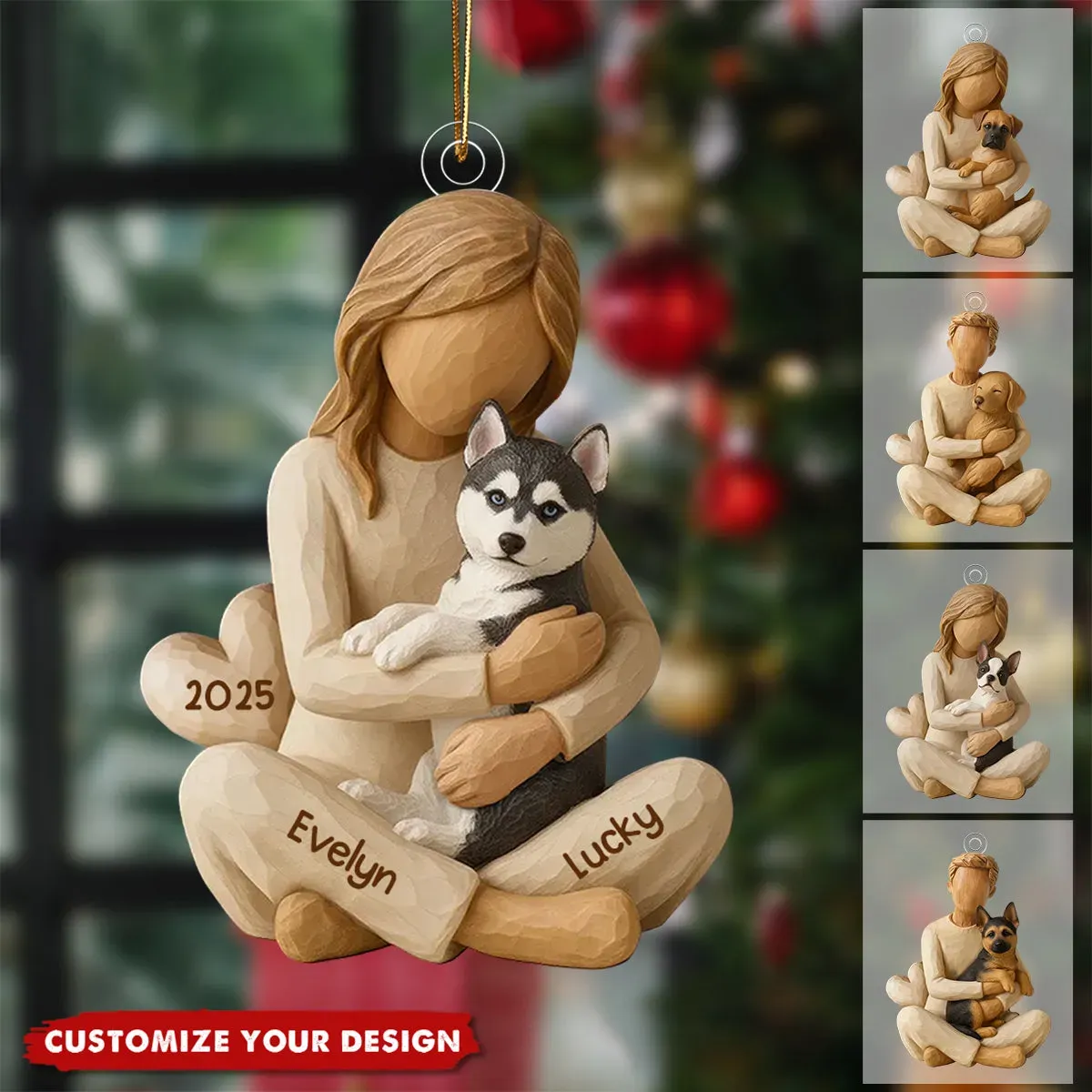 Mit meinem Hund – personalisierter Anhänger – Geschenk für Hundeliebhaber,Flacher Acryl-Anhänger