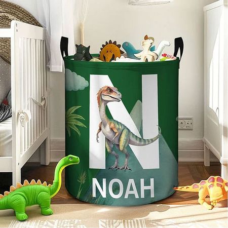 Personalisierte personalisierte niedlichen Dinosaurier großen wasserdichten Namen Wäsche Aufbewahrungskorb