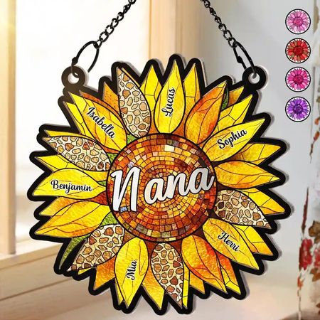 Nana Auntie Mom Familie Sonnenblume - personalisierte Fenster hängenden Suncatcher Ornament