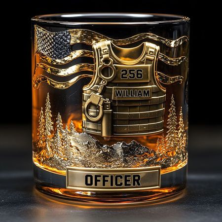 Dienen und schützen - Personalisiertes Whiskeyglas für Polizisten