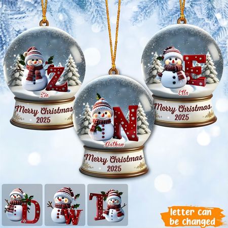 Frohe Weihnachten – Personalisiertes Familien-Kristallkugel-Ornament