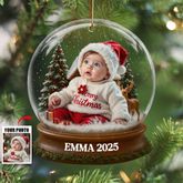 Babys 1. Weihnachten mit Weihnachtsmannanzug und Rentier, individuelles Acrylornament