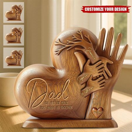 Papa, du bist das Stück, das uns zusammenhält – personalisierte Plakette in individueller Form für den Vater