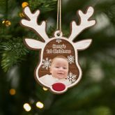 Personalisiertes 2-lagiges Holzornament „1. Weihnachten  mit Bild