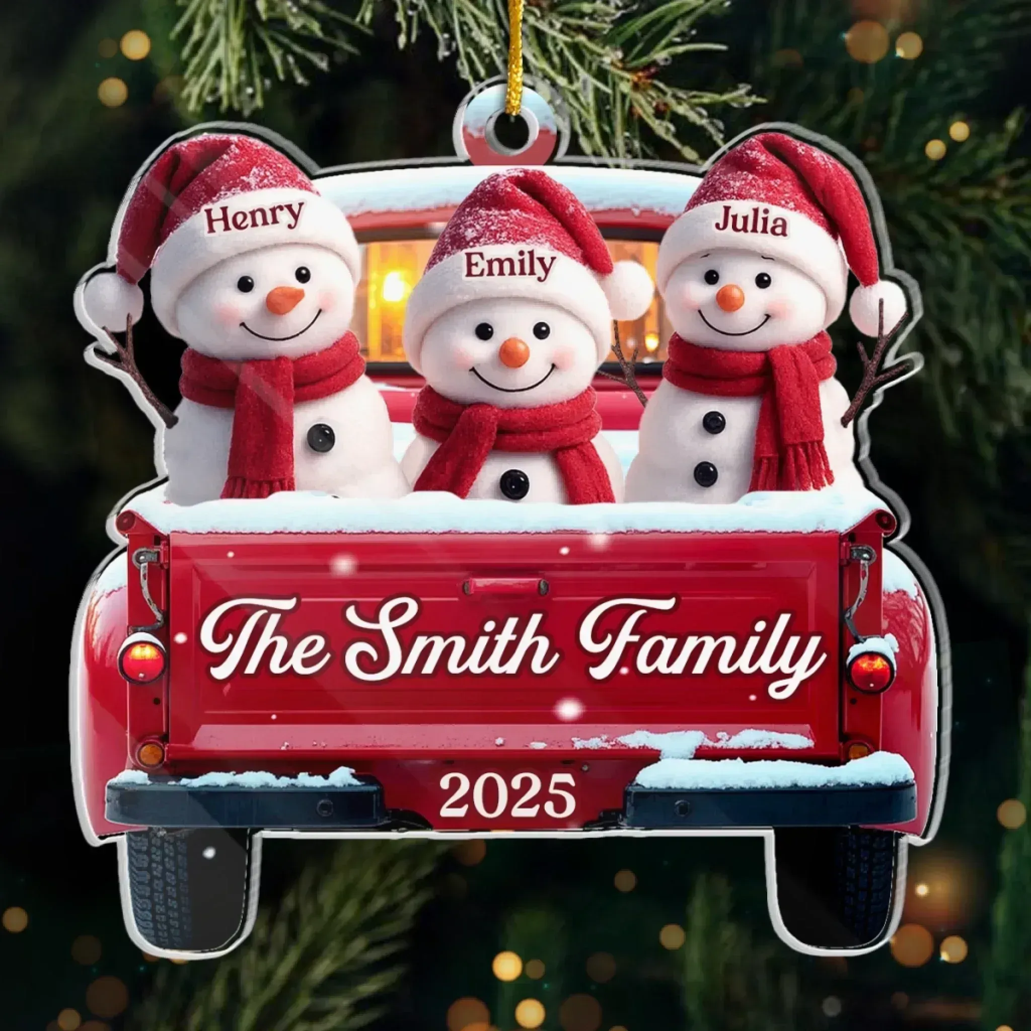 Individuelles Acryl-Ornament – Personalisierte Weihnachts- und Geburtstagsgeschenke für Mama, Papa und Kinder – Familienschlitten-Vibes