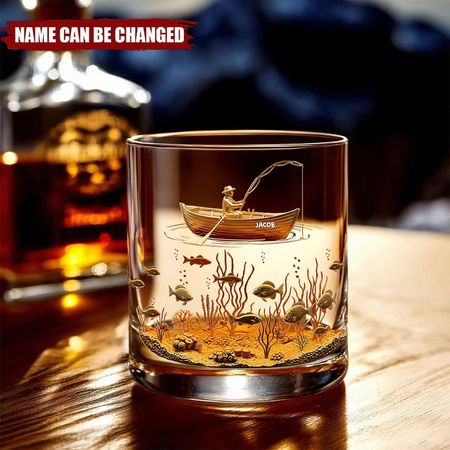 Fishing Man - Personalisiertes Whiskyglas, Geschenke für Angelliebhaber