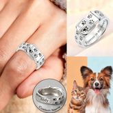 Personalisierter Gedenkring mit graviertem Hundepfotenabdruck-Halsband