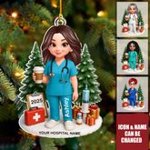 Stolze Krankenschwester mit Signatursymbolen Weihnachten - Personalisiertes Acrylornament