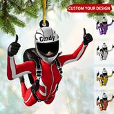 Fallschirmspringer Mädchen Personalisierter Weihnachtsschmuck, Geschenk für Extremsportliebhaber