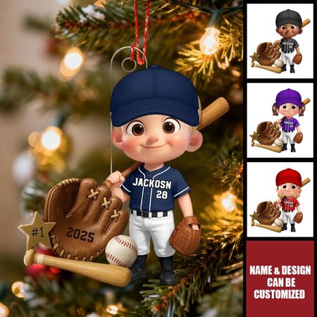 Baseballspieler mit Baseballhandschuh, Schläger und Ball – personalisierte Acrylfigur, Geschenk für Kinder und Enkelkinder