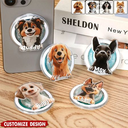 Personal isierte Cartoon Dog Magnetic Phone Grip Telefon Zubehör-Geschenk für Hunde liebhaber