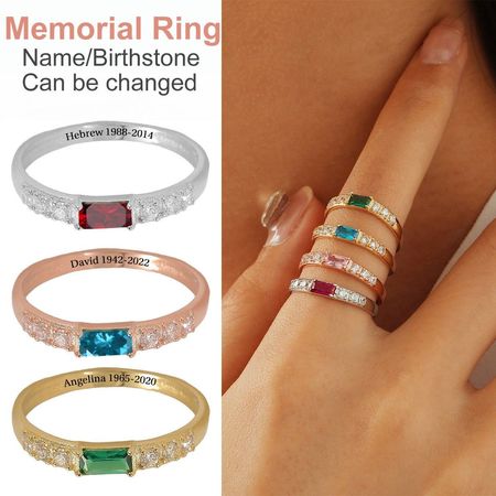 Personal isierter Birth stone Memorial Ring