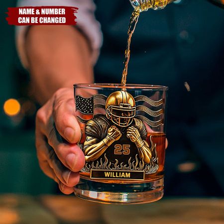 Whiskey & American Football - Personal isierte Fußball Whisky Glas