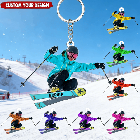 Skifahrer Skier Custom Key chain Geschenk