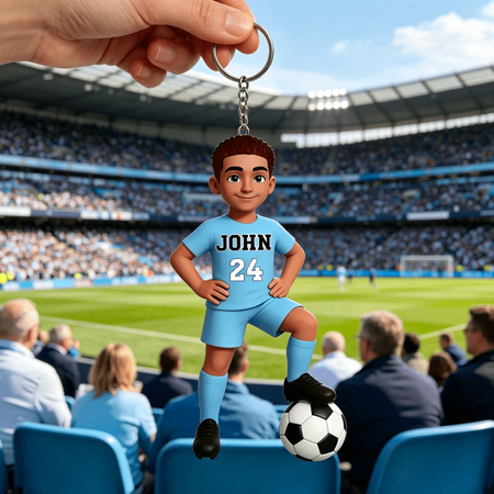 Personalisierter Fußballspieler-Schlüsselanhänger – individuelles Acryl-Geschenk für Tochter, Sohn oder Fußballfan