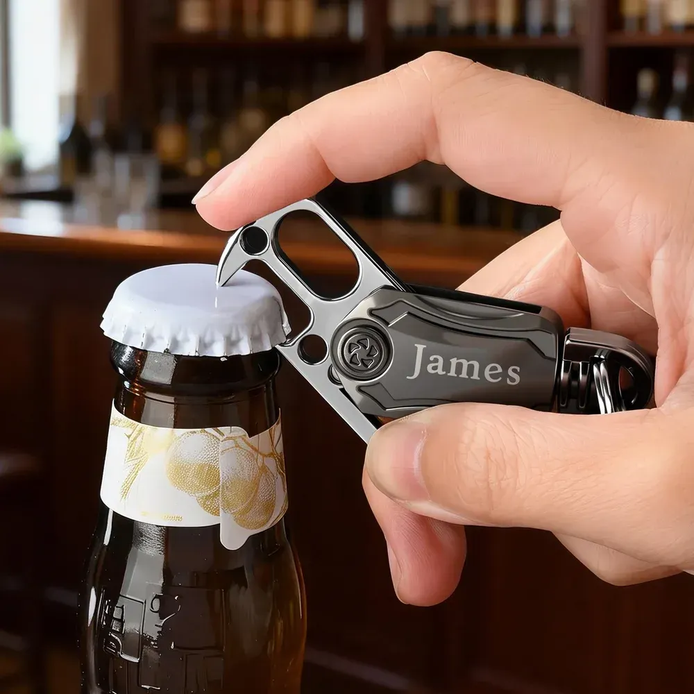 Personal isierte Multifunktion ale Rotation Flaschen öffner Schlüssel anhänger mit Namen-Vatertag Geburtstag Geschenk für Vater Freund Ehemann