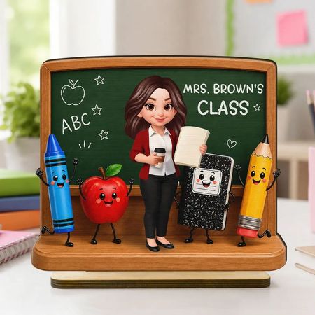 Personal isierte Holzplatte mit Lehrer Tafel Kunst, einzigartiges kreatives Geschenk für Lehrer
