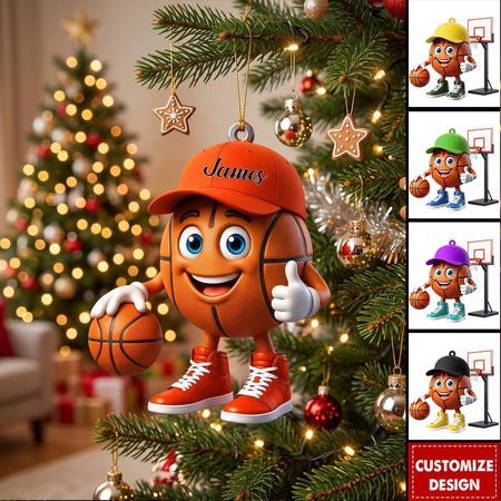 Personalisierter niedlicher Basketball-Maskottchen-Ornament – Geschenk für Basketballliebhaber – Neuerscheinung