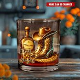 Cowboystiefel-Hut – Personalisiertes Whisky-Glas