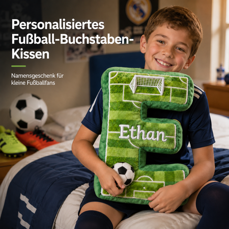 Personalisiertes Fußball-Buchstaben-Kissen mit Namen – Geschenk für kleine Fußballfans