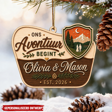 Ons avontuur begint gepersonaliseerde houten paar Ornament