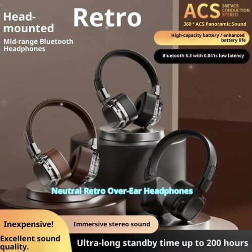 Retro-style over-ear Marshall true wireless Bluetooth earbuds with heavy bass, noise cancellation, and high-fidelity sound.