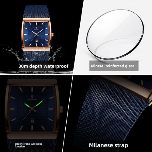 Luxury ultra-thin men's watch, waterproof, calendar mesh strap, business watch, waterproof wristwatch