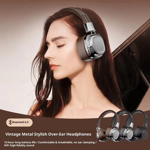 Retro-style over-ear Marshall true wireless Bluetooth earbuds with heavy bass, noise cancellation, and high-fidelity sound.