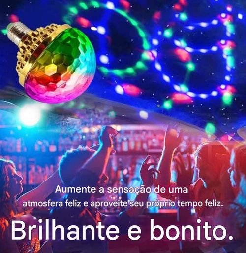 Bola de Luz Mágica Giratória Colorida E27 RGB LED Bola Mágica Luz de Palco com Soquete Luz Ambiente Adequada para Festas KTV e Casamentos