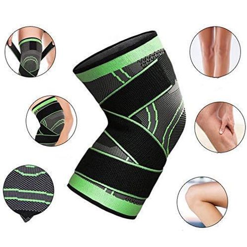 Knee Support Protective Gear Fashion Sports Knee Sleeve Elastic Knitting Knee Brace with Bandage