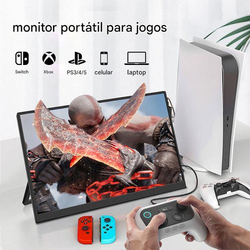 Tela de 13.5 polegadas para laptop PS5, monitor portátil com alto-falantes tipo C, monitor portátil HD-MI
