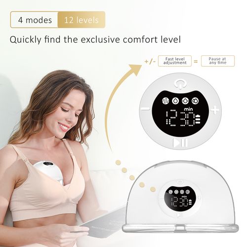 4 Modes, 12 Speeds, Cordless Electric Breast Pump, BPA-Free, Silicone, Wearable, Hands-Free, S39 Breast Pump
