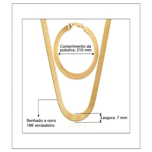 Cadeia de Cobra Plana, Cadeia de Osso de Cobra em Forma de Lâmina com Banho de Ouro 18K, Colar de Joias Retrô Unissex